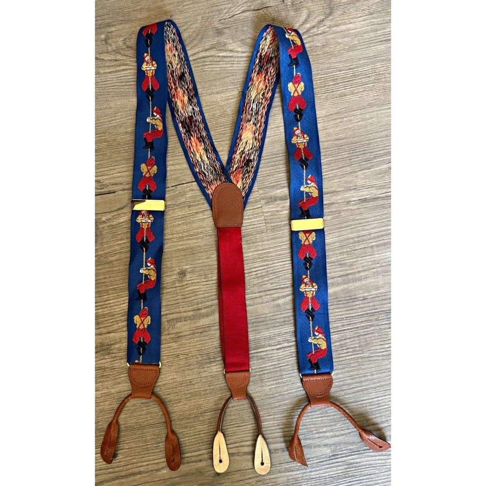 Vintage Men's Suspenders Shirtless Firefighter Fireman Novelty Button Braces